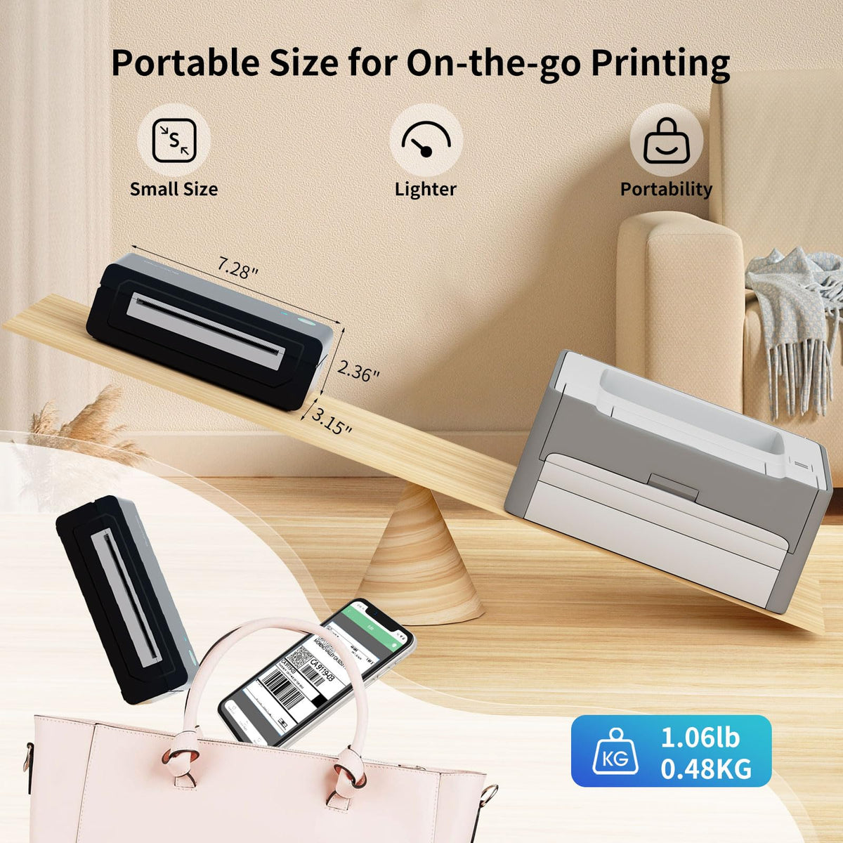 Gloryang Bluetooth Thermal Shipping Label Printer, 4X6 Inkless Label Machine for iOS, Android, Laptop, Wireless Printer for Small Business, Compatible with Amazon, UPS, Shopify, Black