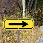 M METERXITY 4-Pack Black Arrow Signs 10x3.5" Aluminum, Yellow on Black Yellow/Black