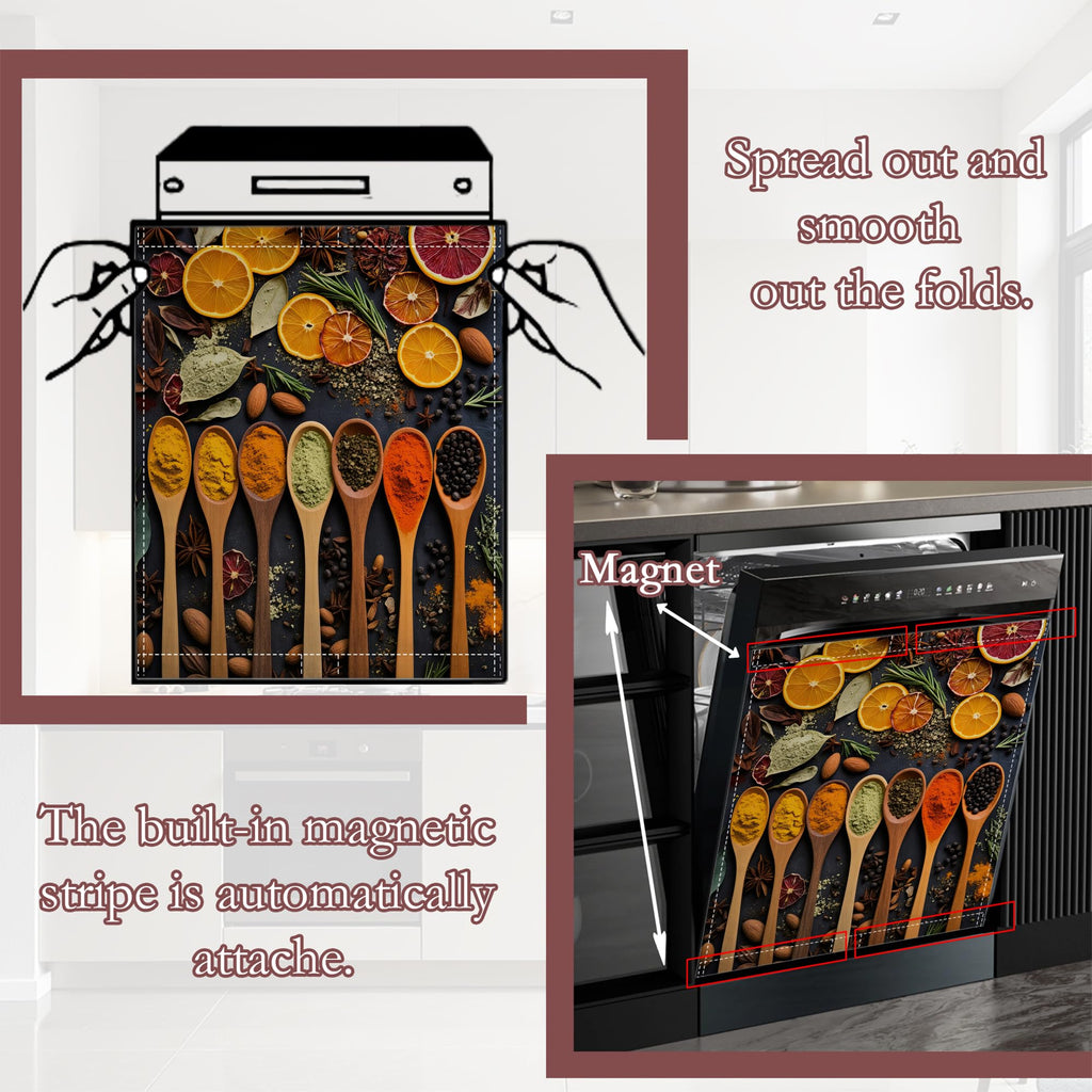 Cooking Spice Spoons Dishwasher Magnet Cover for Kitchen Décor