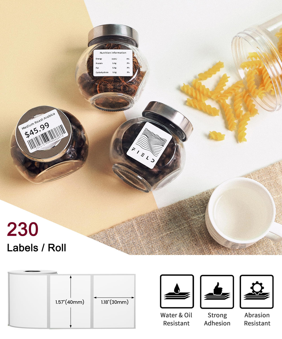 3 Rolls 40x30mm Label with M110 Pink Printer