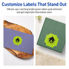 Avery® Printable Square Scalloped Labels, Sure Feed® Technology, 1-5/8" x 1-5/8", Bright Green Labels, Print-to-The-Edge, Laser/Inkjet Printable, 400 Total, Great for Cosmetics and Jars 400 labels