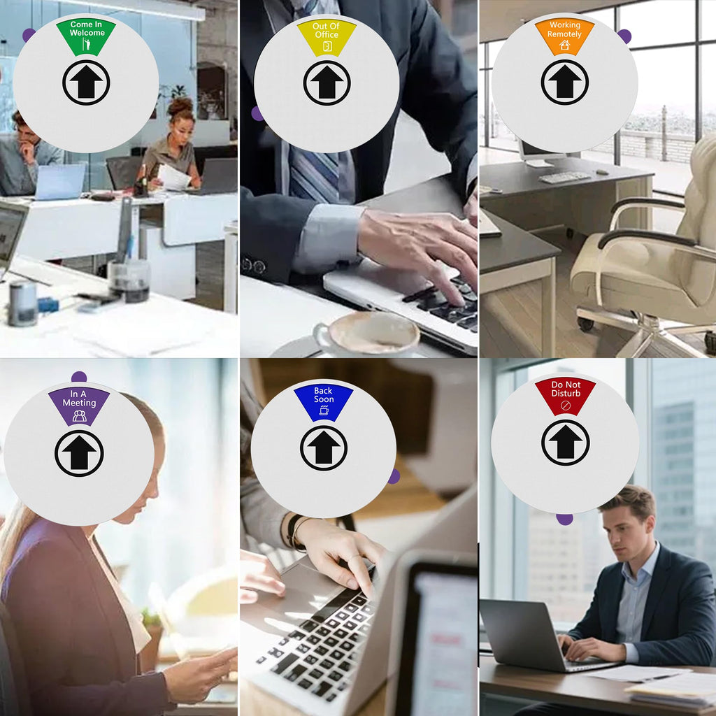 2 Pack Office Door Sign 6 Inch Rotating Privacy Sign 6 Status for Office Silver 2 Pack