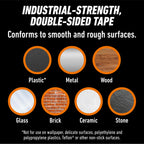 GORILLA Heavy Duty Mounting Tape, Double-Sided, XL 1" x 120", Black 1" x 120" (1-Pack) 1 Pack