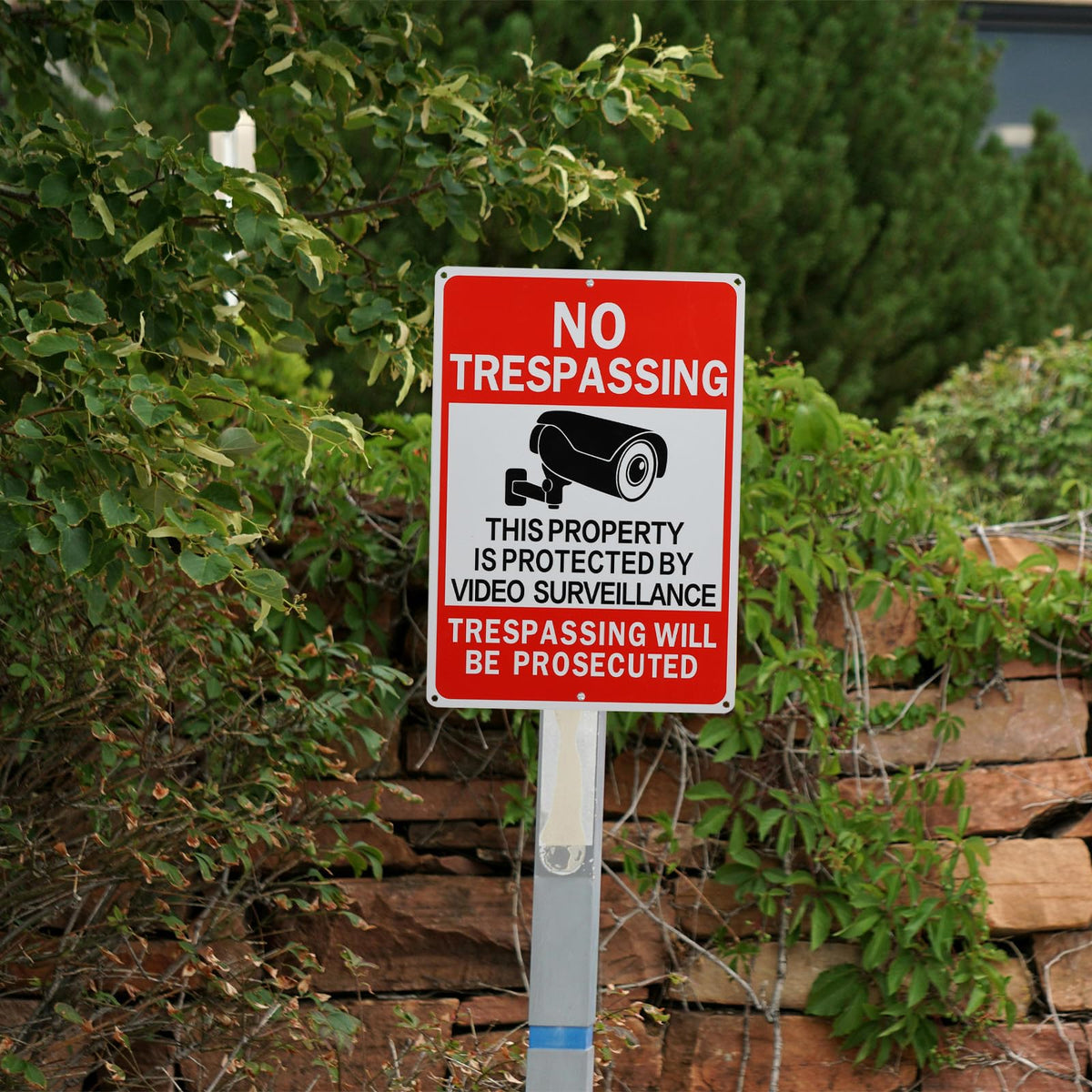 4 Pack No Trespassing Signs Private Property Video Surveillance Sign 14x10 Inches Reflective Aluminum Security Camera Signs Warning for Outdoor Indoor Yard 4