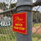 Signs ByLITA Square Classy Please Watch Your Step Sign | Safety Sign with Easy Installation (Red) - Small 5 Pack Red 4 x 4" - Small