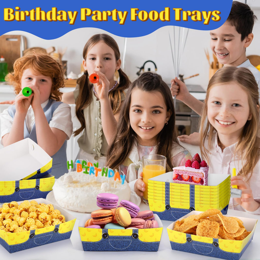 24 PCS Cartoon Yellow Party Food Trays Disposable