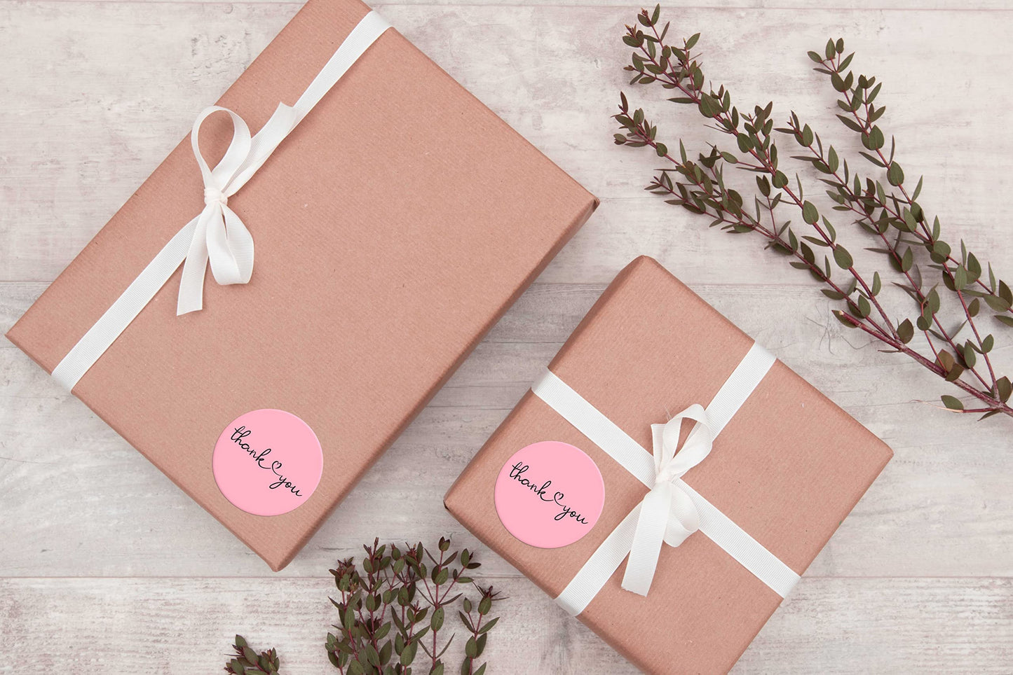 CLEVER SIGNS Thank You Stickers | 1.5 inch Pink Stickers | Dispenser Box | Unique Design Roll | Great for Wedding Favors, Birthday, Baby Shower, Mailing