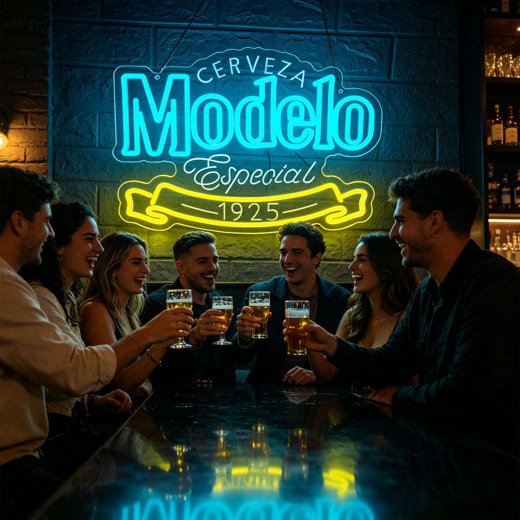 Beer Neon Sign for Wall Decor Dimmable Beer LED Neon Light for Man Cave Blue-b