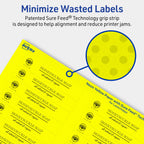 Avery® Printable Rectangle Labels, Sure Feed® Technology, 2/3" x 3-7/16", Neon Yellow Labels, Laser/Inkjet Printable, 600 Total, Great for Mailing and Packaging 600 labels