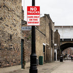 No Trucks Cars Only On This Driveway Sign 18 × 12 Inches