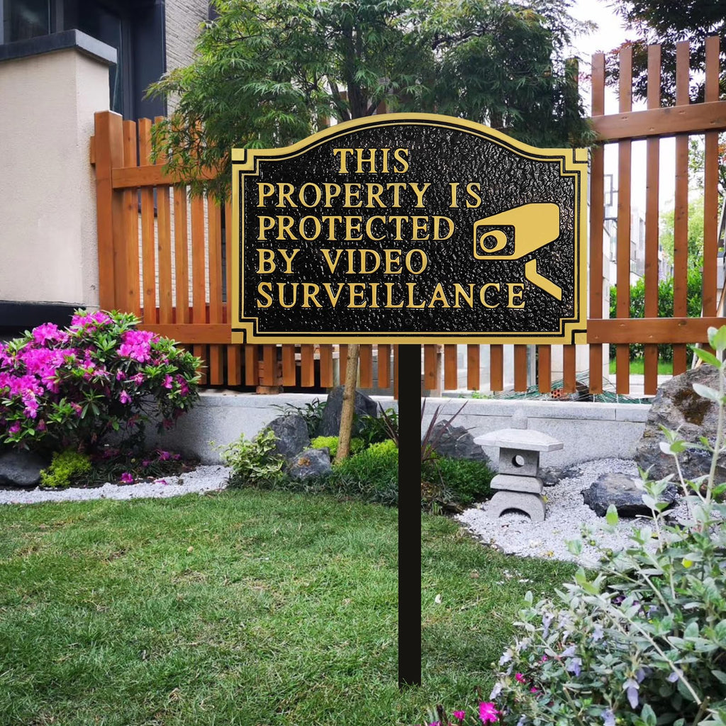 Private Property Video Surveillance Camera Solid Cast Metal Sign