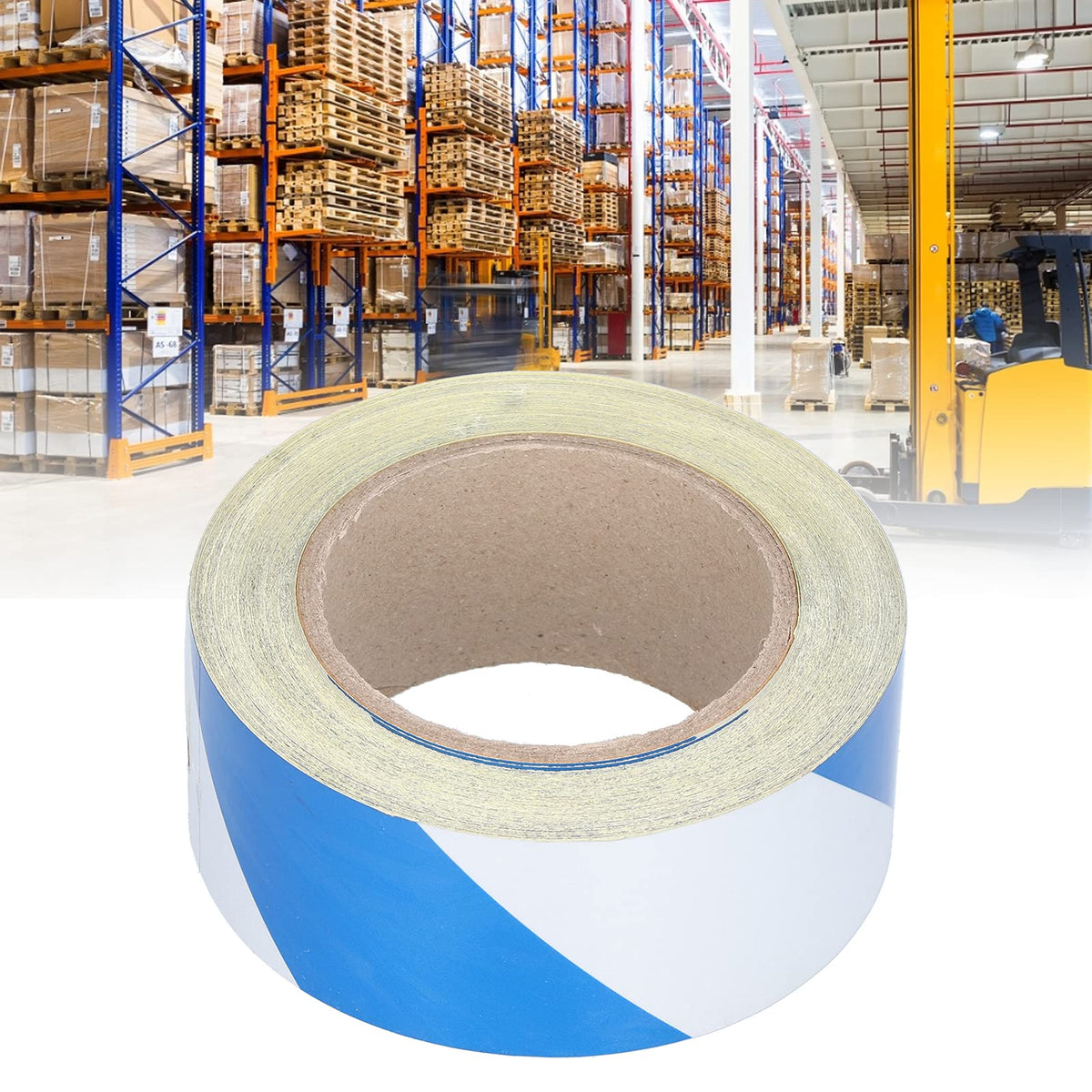 Reflective Blue White Striped Safety Warning Tape, High Visibility Strong Adhesive, Caution Tape for Industrial Commercial Floor Wall