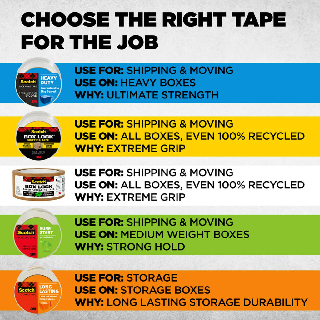 Scotch Box Lock Packing Tape, 1.88 in x 22.2 yd, 6 Rolls