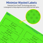 Avery® Printable Rectangle Labels, Sure Feed® Technology, 1-1/3" x 4", Neon Green Labels, Laser/Inkjet Printable, 280 Total, Great for Mailing and Packaging 280 labels