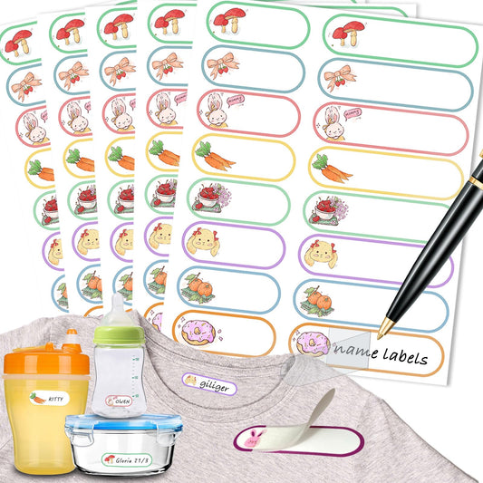 80pcs Waterproof Name Labels for Baby Bottles Daycare Containers, Self-Laminating Write-on All-Purpose Labels Personalizable, Dishwasher, Freezer & Microwave Safe, Original Design Bunny Name Labels 80 pcs bunny theme name labels