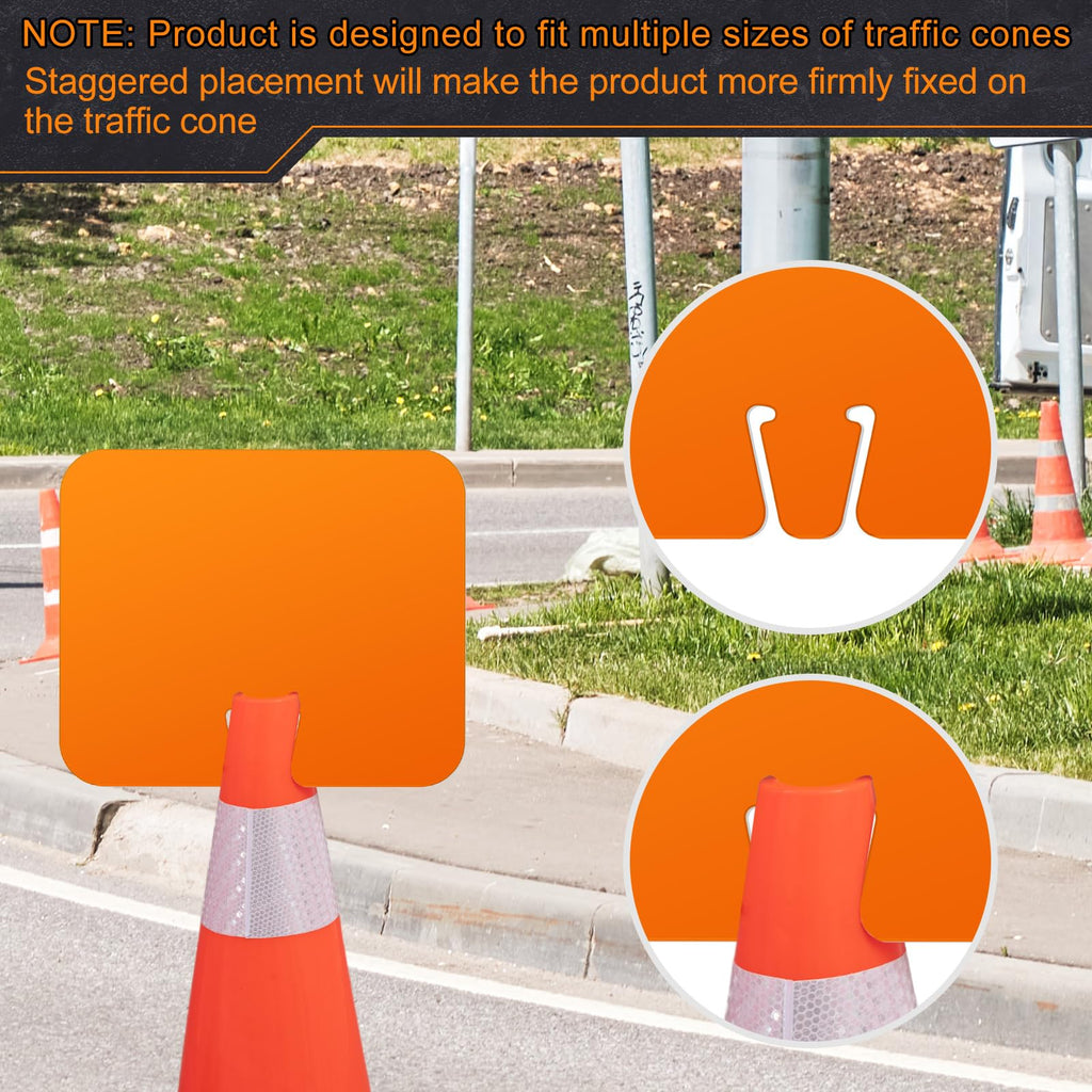 Geetery 6 Pcs Blank Traffic Cone Signs, 10.4"x12.6" Write-on Sign, Orange