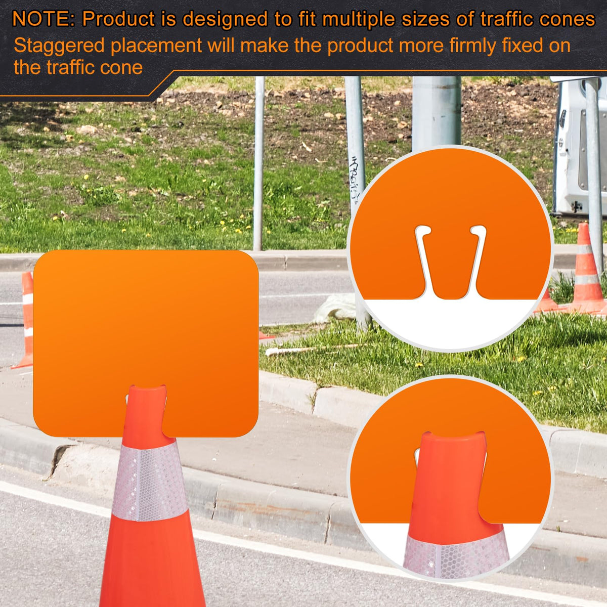 Geetery 6 Pcs Blank Traffic Cone Signs, 10.4"x12.6" Write-on Sign, Orange