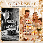 Marsui 1 Pack 36 Holes Cake Pop Display Stand, 3-tiered Clear Cakes Holder