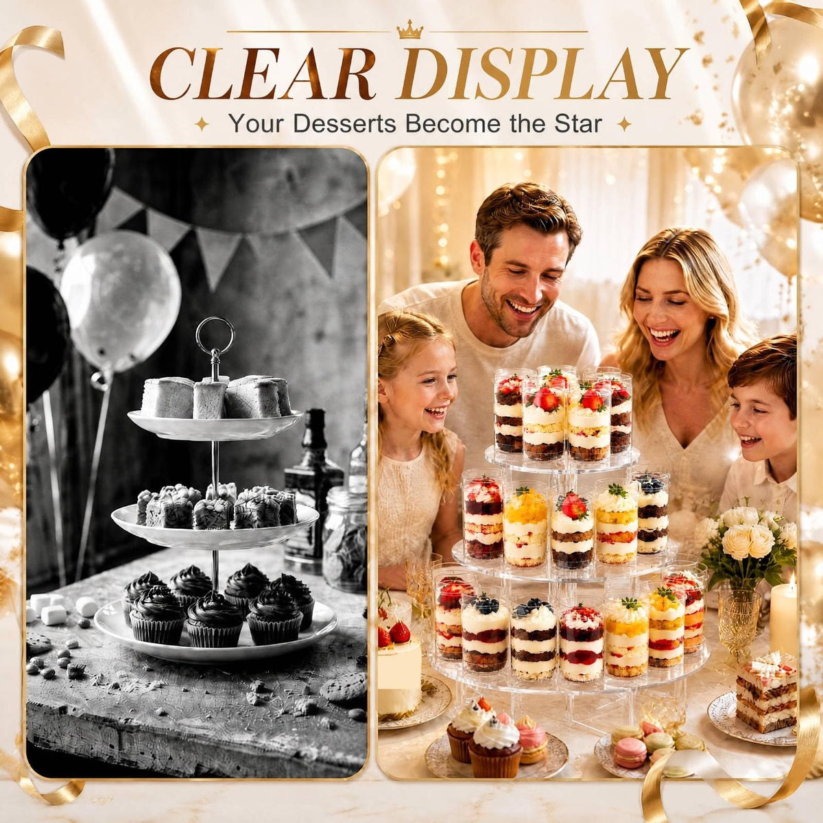 Marsui 1 Pack 36 Holes Cake Pop Display Stand, 3-tiered Clear Cakes Holder