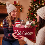 Meanplan Hot Cocoa Gifts Basket Empty Wiith Handles, Red