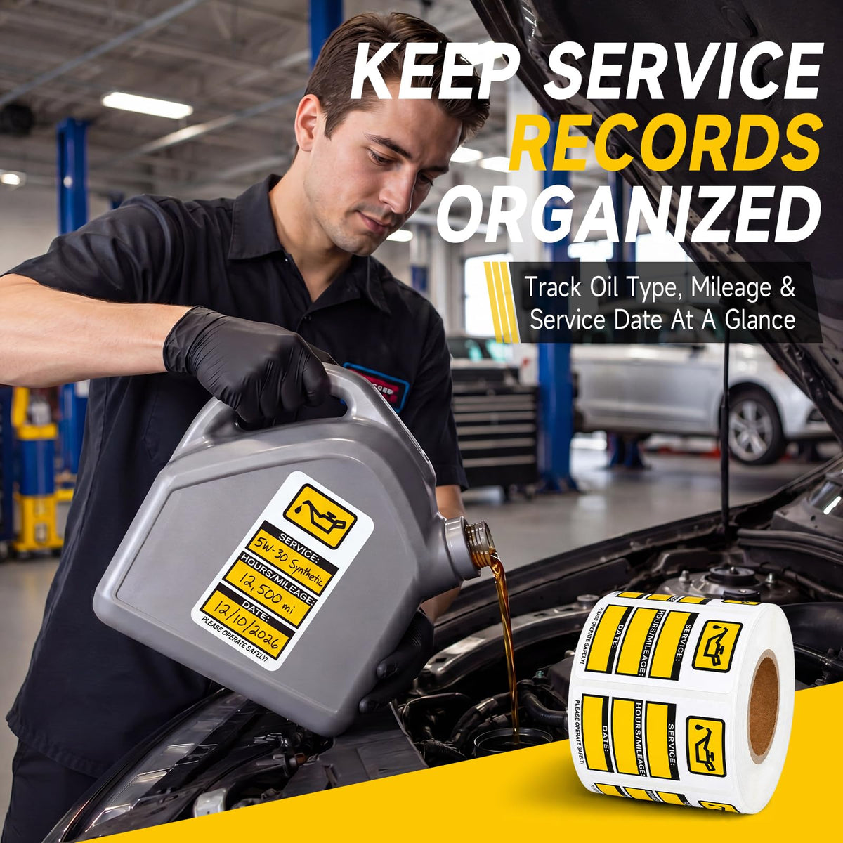 300 Pcs Fleet Service Oil Change Stickers, Next Service Due Labels, Vehicle Maintenance Tracking Labels for Auto Repair Shops, Workshops, and Fleet Management