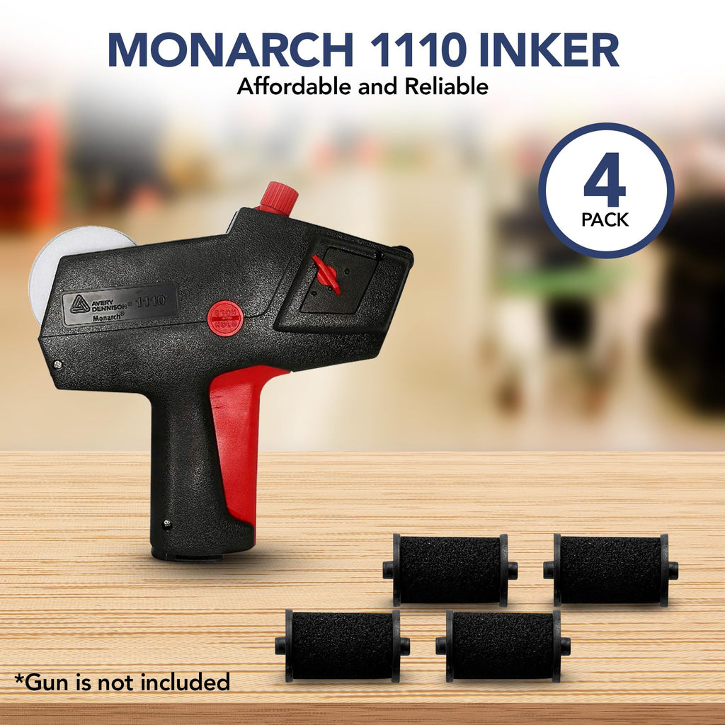 Perco Ink Roll for Monarch 1110 Price and Date Guns - Pack of 4 Replacement Inkers for Monarch 1110 Labelers - Easy to Load, Premium, Clear & Bold Prints - Made in USA