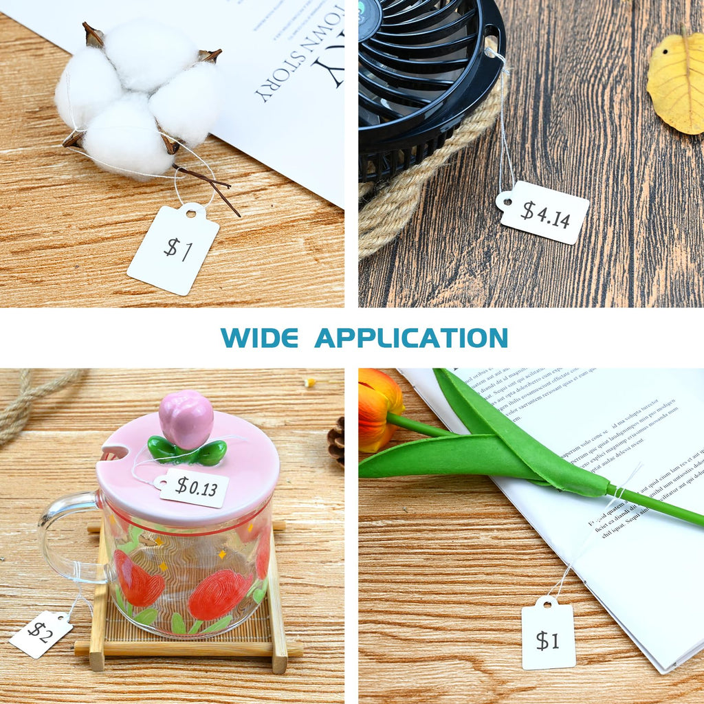 1200 Pack White Price Tags with String Attached Writable Display Labels 1200PCS