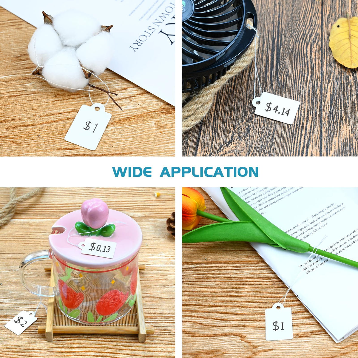 1200 Pack White Price Tags with String Attached Writable Display Labels 1200PCS