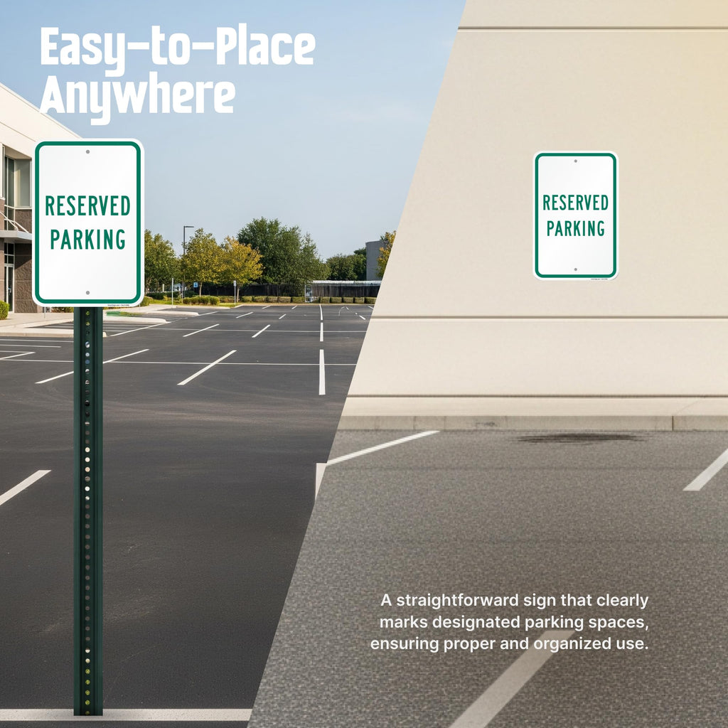 SmartSign 18 x 12 inch Reserved Parking Sign, 2mm Thick Aluminum Composite, Pre-Drilled Holes, Made in USA Green and White ACM - 12" x 18"