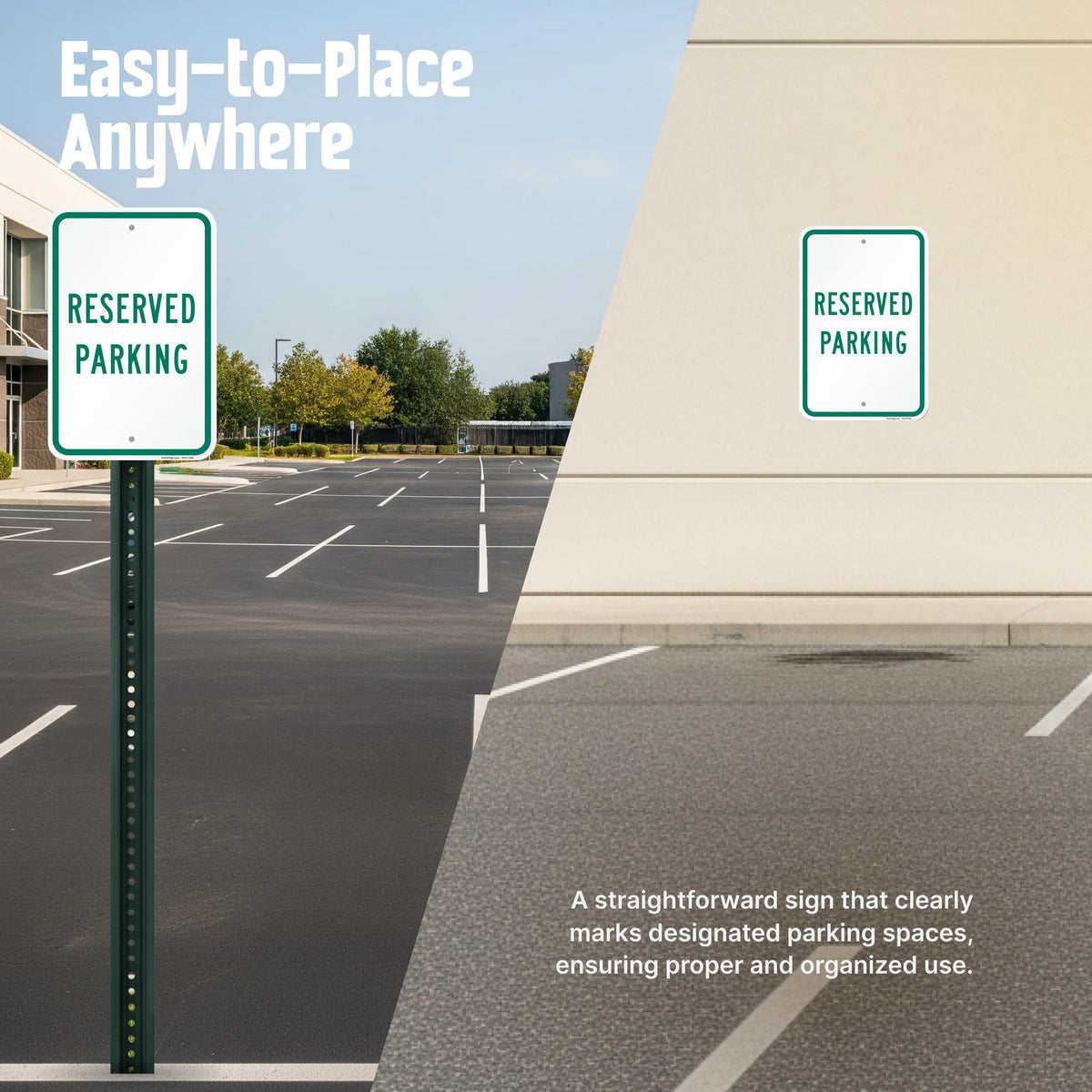 SmartSign 18 x 12 inch Reserved Parking Sign, 2mm Thick Aluminum Composite, Pre-Drilled Holes, Made in USA Green and White ACM - 12" x 18"