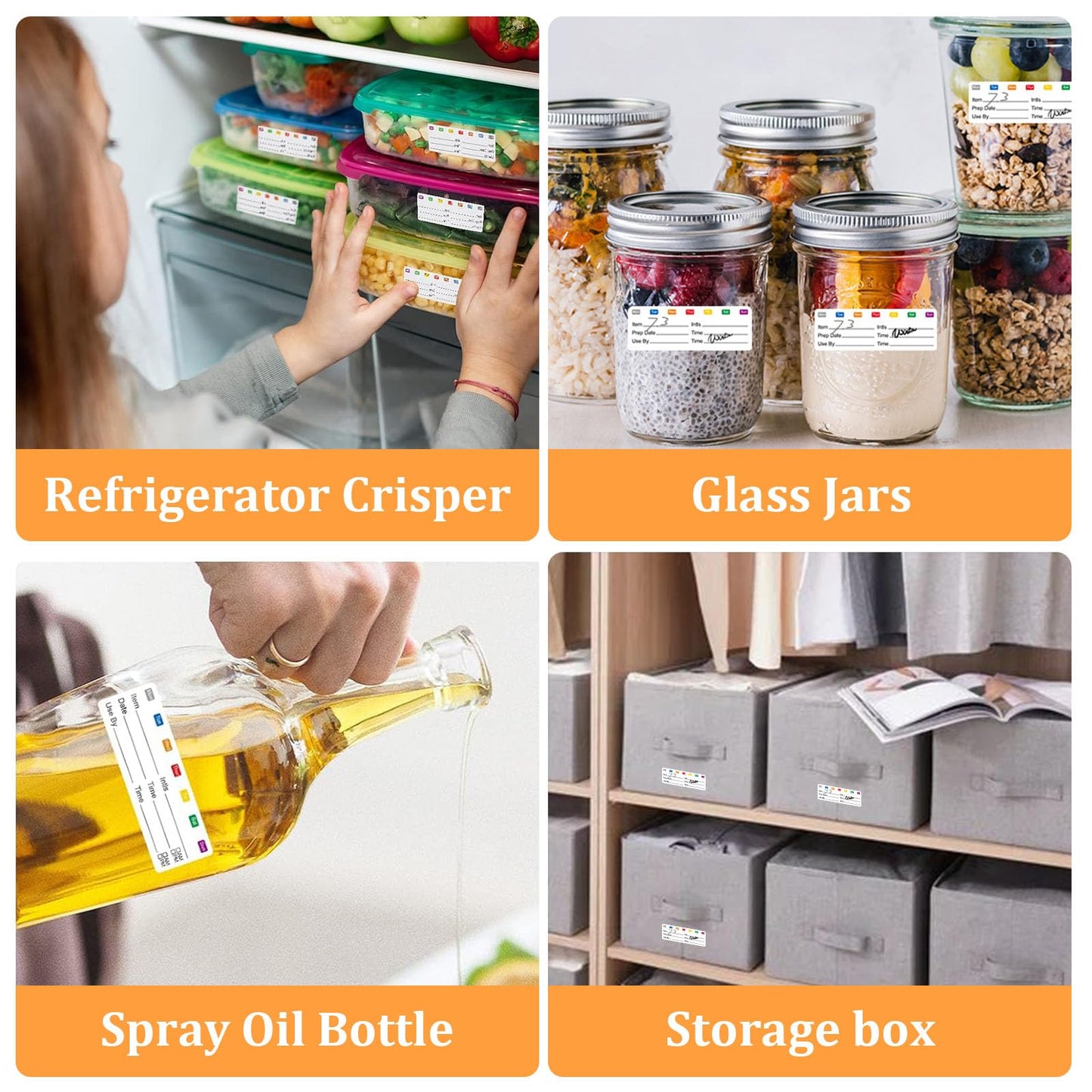 Removable Freezer Labels, 300 Pcs Food Storage Labels, Waterproof Oil Resistant Easy Clean Writable Date Stickers for Containers, Mason Jar, Bottle (300 pcs/roll)