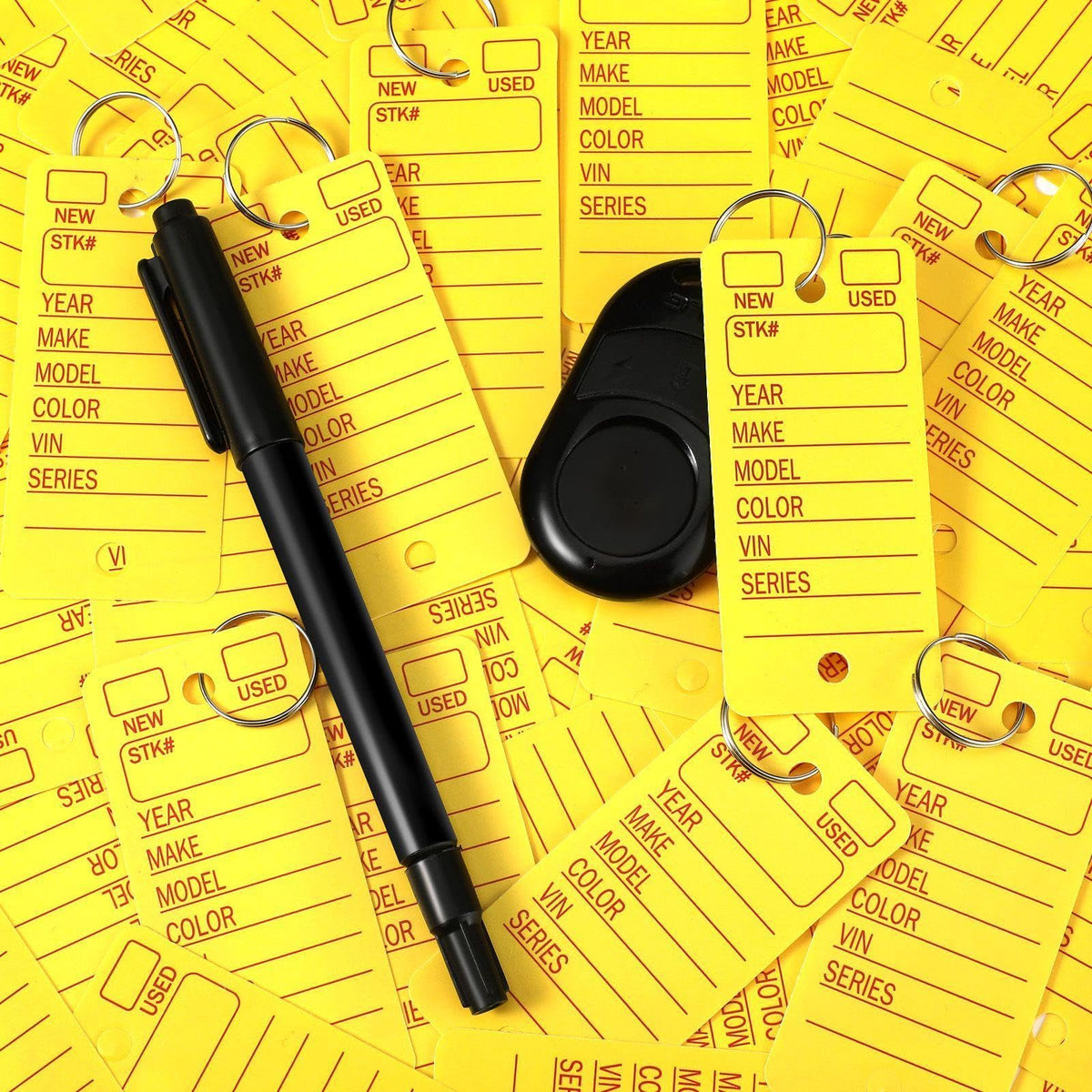 Gersoniel 500 Pcs Key Tags with Labels Rings Car Dealership,Yellow Yellow