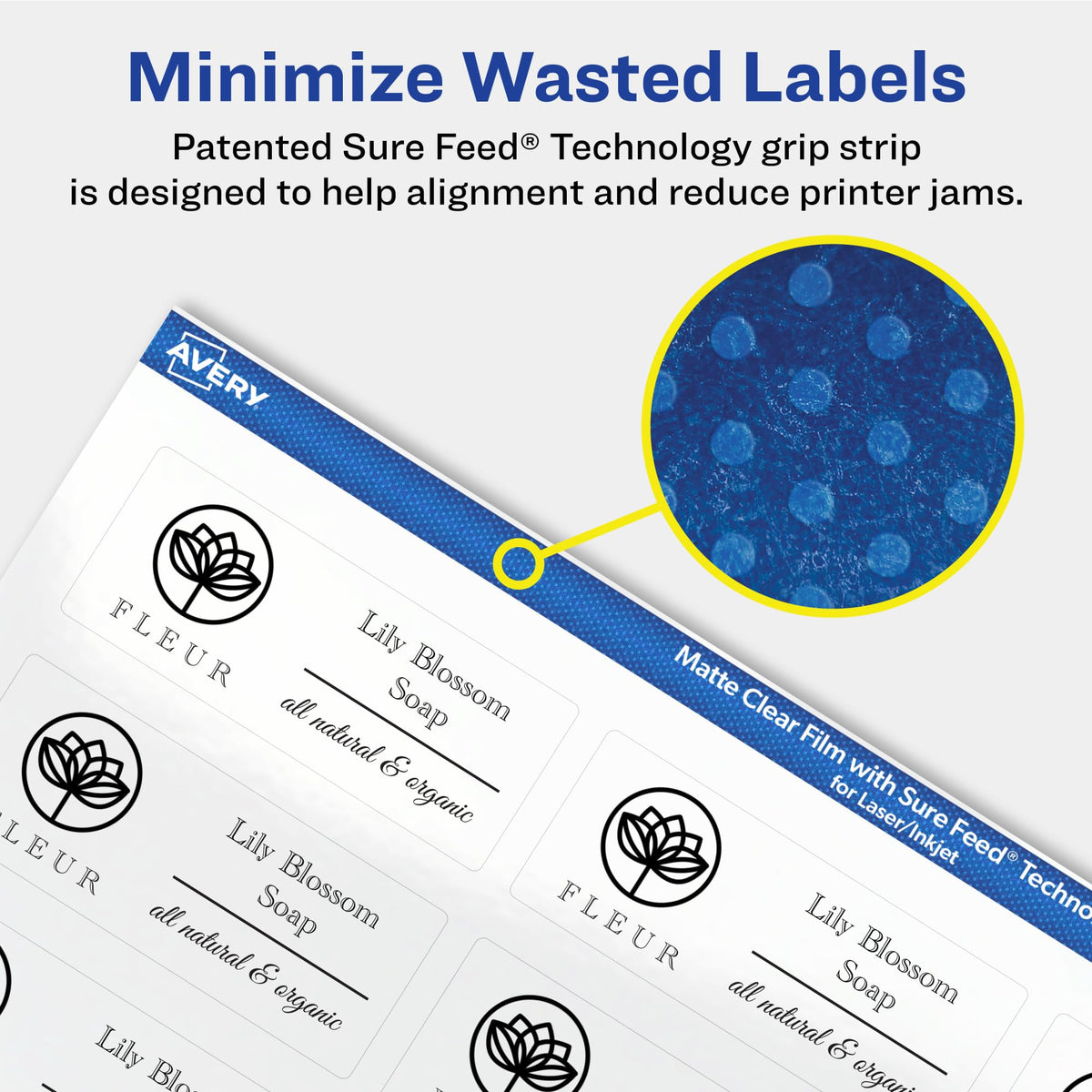 Avery Matte Clear Rectangle Labels, Sure Feed Technology, 1" x 2.5", 600 Matte Clear Labels, Laser/Inkjet Printable 600 labels