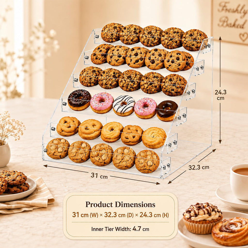 2Pcs 6-Tier Acrylic Cookie Display Stand, Clear Tiered Tiered Dessert Stand 2pcs