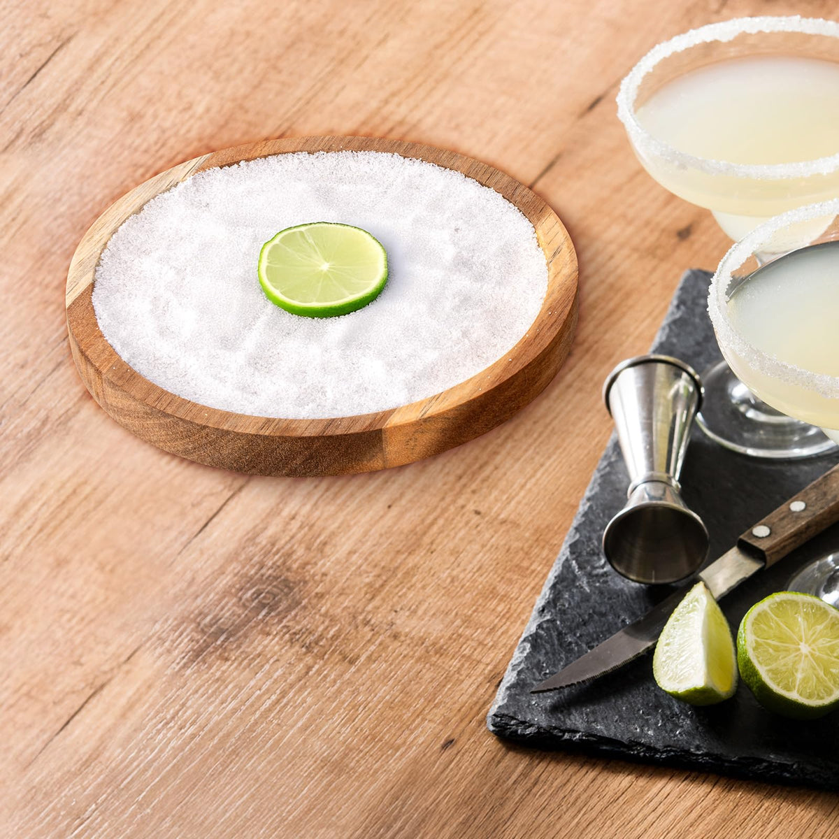Margarita Salt Rimmer, Non-slip Solid Wood Salt Rimming Tray