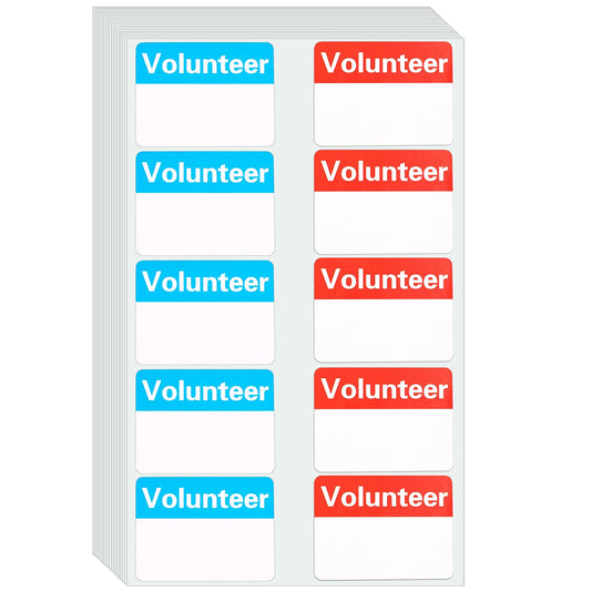 200 PCS Volunteer Name Tag Stickers 2.4 x 3.15 inch 2 Colors Name Tag Labels Self Adhesive Volunteer Badge Labels My Name is Stickers for School Classroom Charitable Work
