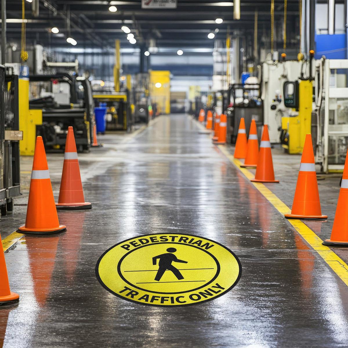 5 Pack Reflective Pedestrian Traffic Only Sticker Sign 17 Inch Round Pedestrian Safety Caution Sign Peel and Stick Adhesive Vinyl Anti-slip Floor Sticker