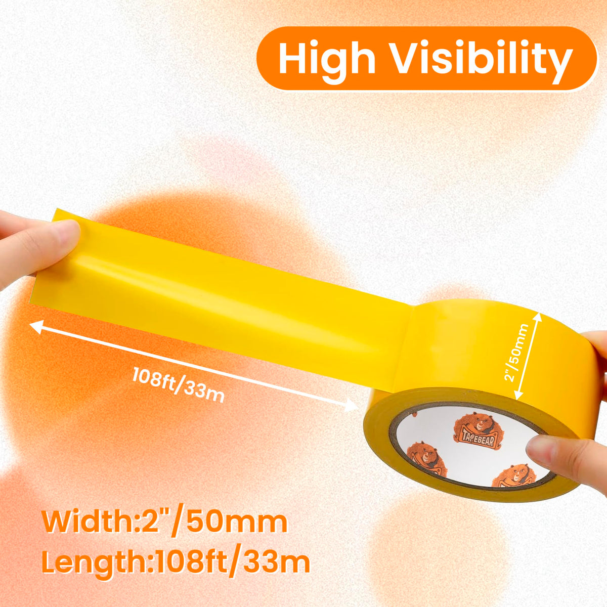 TAPEBEAR Floor Tape Yellow Vinyl Tape 2" x 36 yds, Floor Caution Marking Dance Splicing Tape Safety Warning Stripe Abrasion-Proof Waterproof for Gym, Warehouse, Traffic Signage, Color Coding 2" x 36Yards