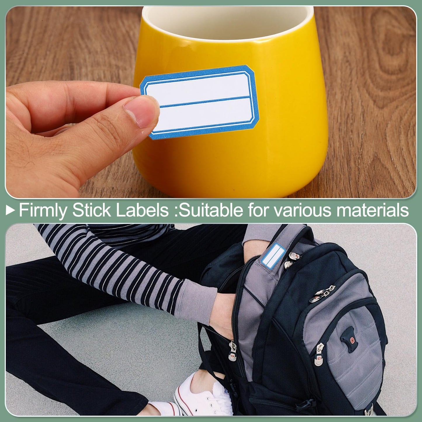 PATIKIL 600 Pcs Name Tag Stickers, Name Labels Stickers Waterproof Adhesive Labels Blank for Stuff-Daycare Supplies Bottle Clothes Fabric Folder Office Camp, 23x49mm, Blue White