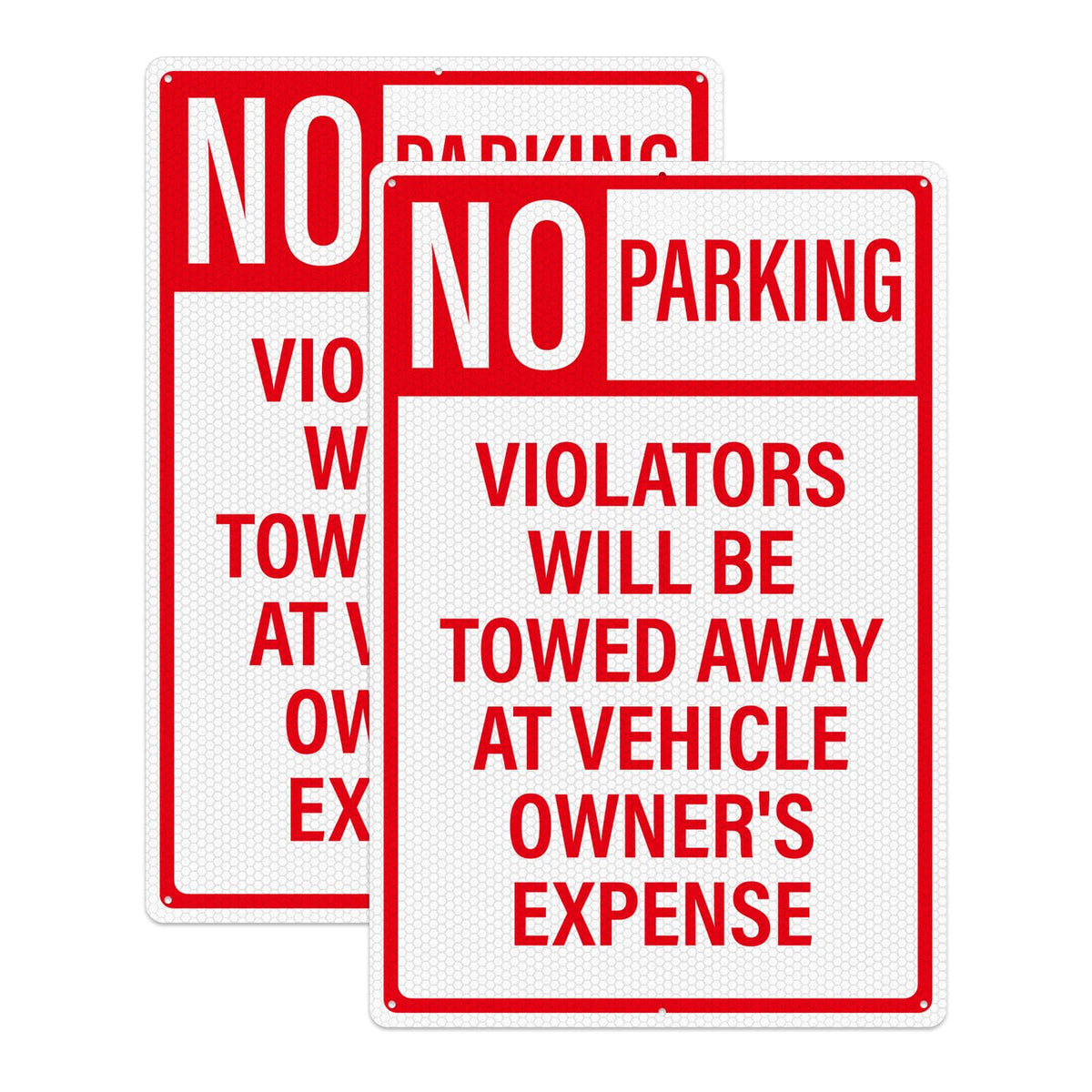 2 Pack No Parking Sign Will Be Towed 18 ×12 Inch Reflective Rust Free Aluminum Violators Will Be Towed Away at Vehicle Owner's Expense Sign for Driveway Business Garage Outdoor