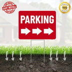 2PC Parking Sign with Stake, 17 Inches by 13 Inches - Double Sided Signs - Corrugated Plastic - Parking Sign for Event with Stand 2 Pack