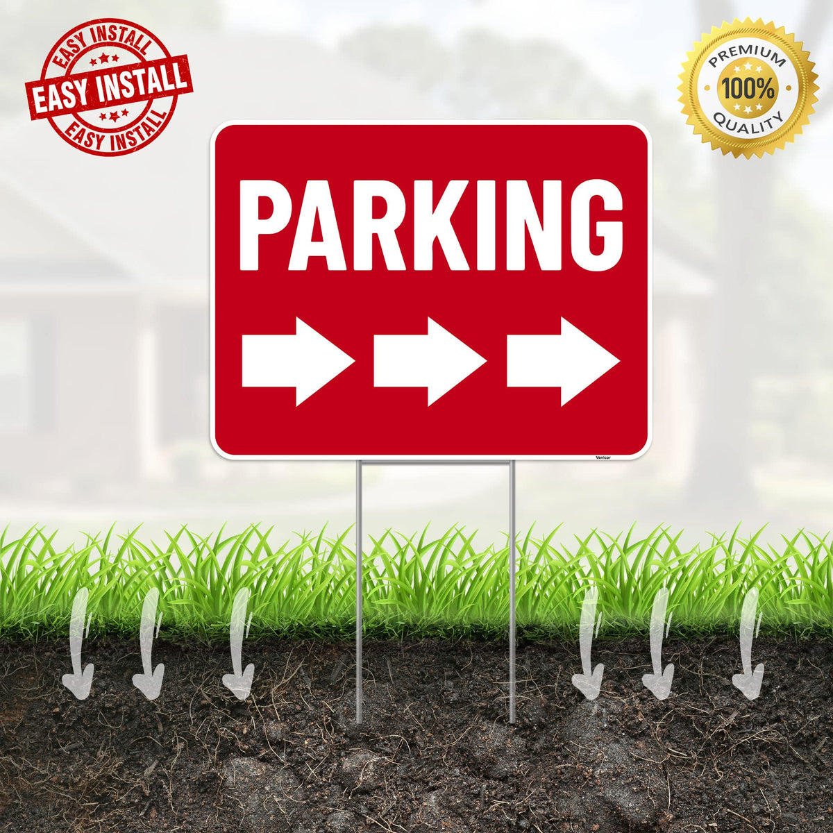 2PC Parking Sign with Stake, 17 Inches by 13 Inches - Double Sided Signs - Corrugated Plastic - Parking Sign for Event with Stand 2 Pack