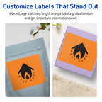 Avery® Printable Rectangle Labels, Sure Feed® Technology, 3" x 3-3/4", Bright Orange Labels, Print-to-The-Edge, Laser/Inkjet Printable, 240 Total, Great for Candles and Ingredients 240 labels