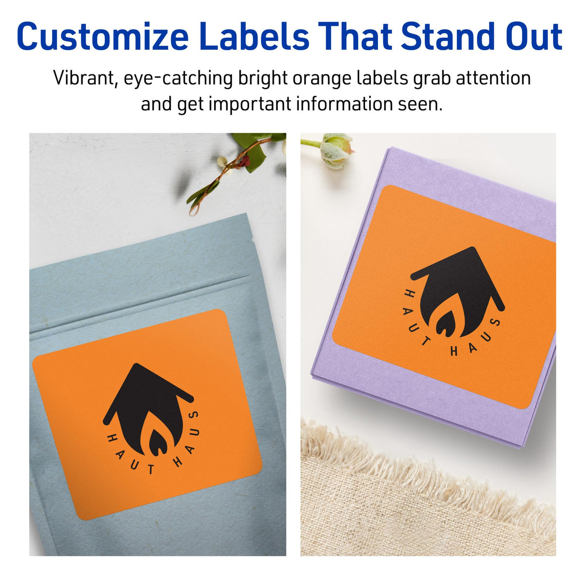 Avery® Printable Rectangle Labels, Sure Feed® Technology, 3" x 3-3/4", Bright Orange Labels, Print-to-The-Edge, Laser/Inkjet Printable, 240 Total, Great for Candles and Ingredients 240 labels