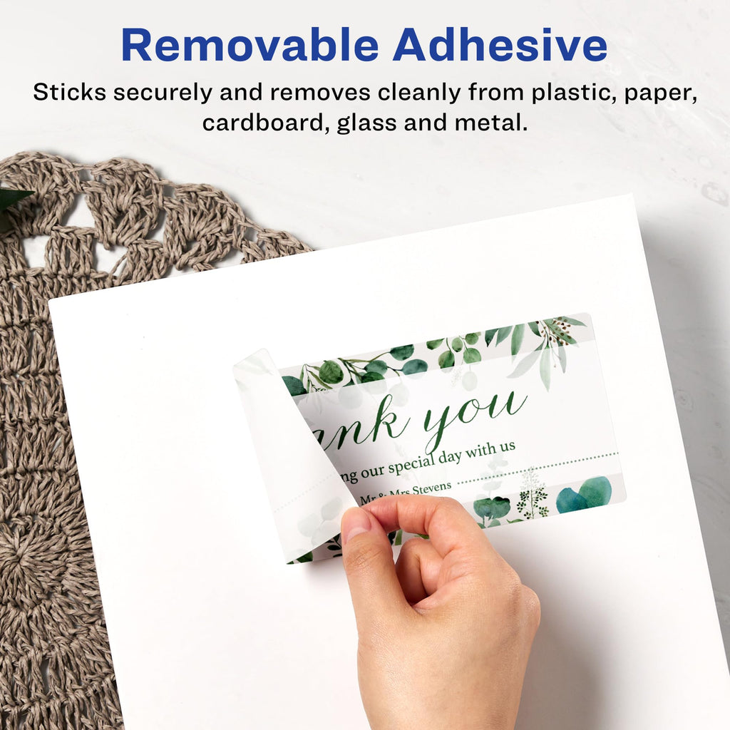 Avery Matte White Removable Rectangle Labels, Sure Feed Technology, Print-to-The-Edge, 9.75" x 1.25", 125 Removable Labels, Laser/Inkjet Printable 125 labels