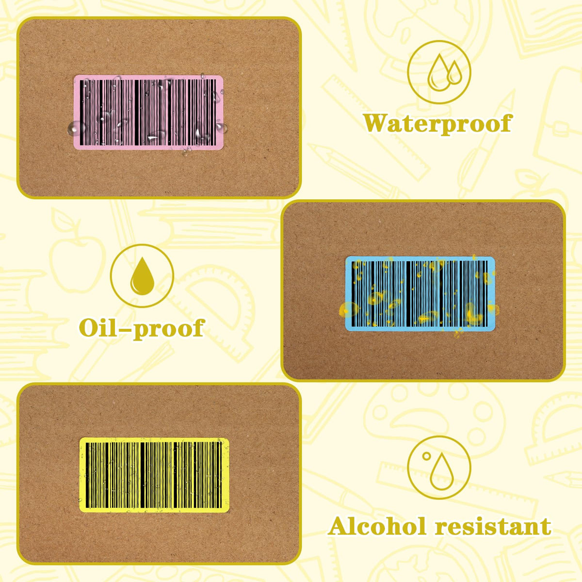 Ireer 5 Rolls Direct Thermal 2" x 1" Thermal Sticker Labels 5 Colors
