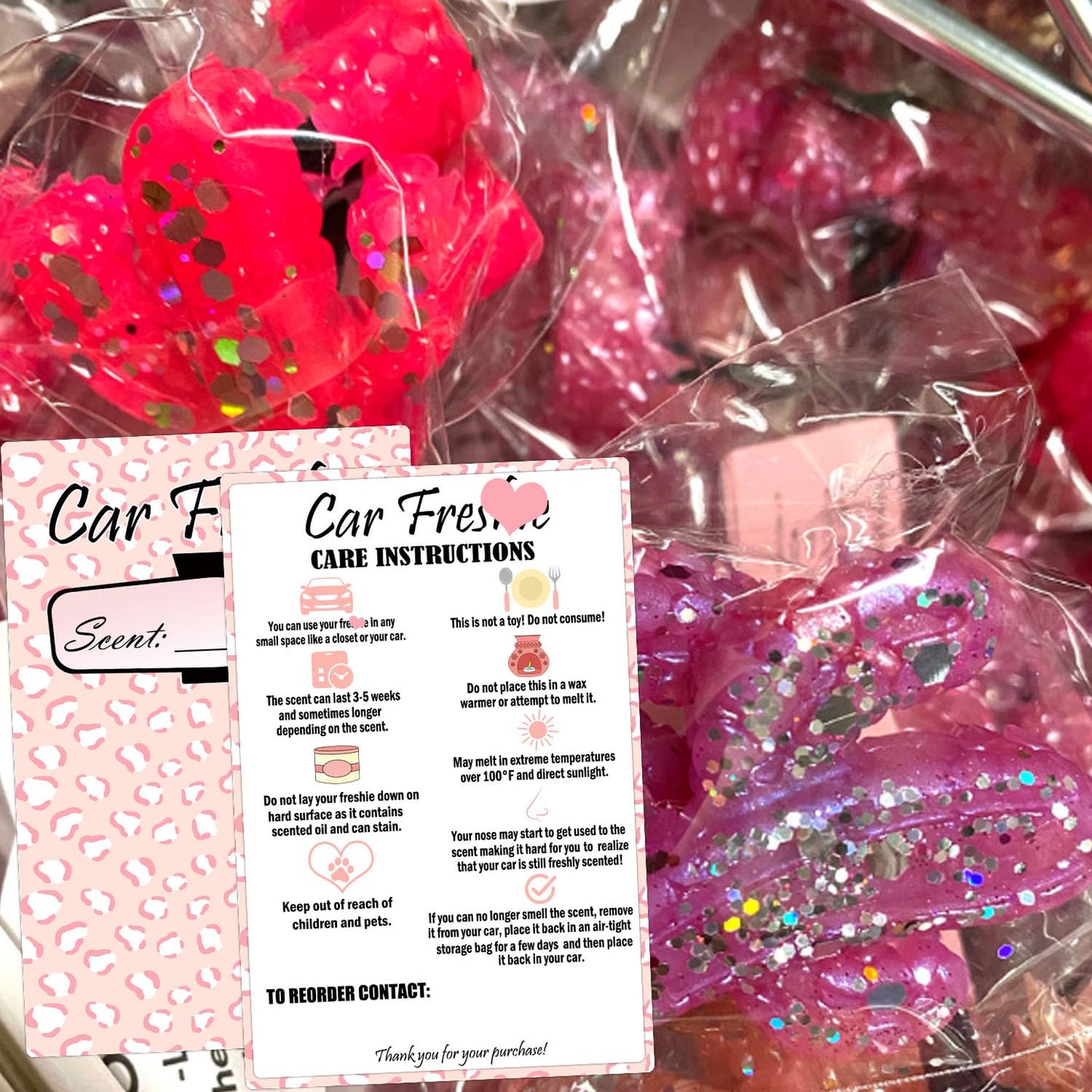 Car Freshiess Insert Cards Freshie Scent Label 4”x6”Care Instruction Cardstock DIY Crafts Label Stickers for Freshies Car Business,Beads and Silicone Molds Supplies 50 Pcs (Color2) Color2