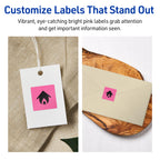 Avery® Printable Square Labels, Sure Feed® Technology, 3/4" x 3/4", Bright Pink Labels, Print-to-the-Edge, Laser/Inkjet, 1,600 Total, Great for Stickers and Mailing Seals 1,600 labels