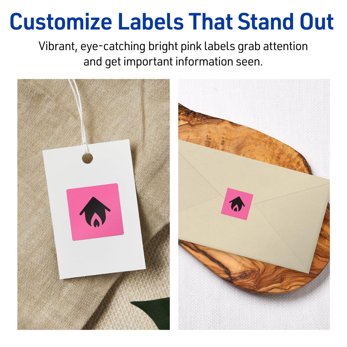 Avery® Printable Square Labels, Sure Feed® Technology, 3/4" x 3/4", Bright Pink Labels, Print-to-the-Edge, Laser/Inkjet, 1,600 Total, Great for Stickers and Mailing Seals 1,600 labels