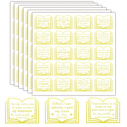 Bible Quote Gold Foil Stickers - Faith Motivational Christian Verses Jesus Inspirational Labels 2 Inch Religious Bible Verse Envelope Seals for Christmas, Holiday,Envelope Seals Decor 200 Pcs (Gold)